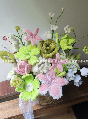 扭扭棒花篮手工花束抱抱桶成品