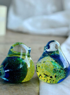 水晶玻璃小鸟琉璃艺术品摆件桌面纸镇客厅书房书桌摆设婚庆礼物