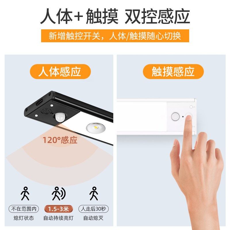 人体感应橱柜灯led充电 无线灯带自粘免开孔槽酒柜柜子波纹猫眼灯,淘宝优惠券,粉丝福利购,淘宝优惠卷