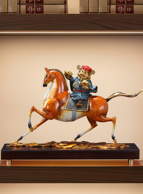 新款马上有钱黄铜马摆件家居客厅桌面办公室乔迁新居马年春节礼品