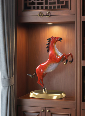 黄铜金戈战马摆件马到成功前程似锦生肖马家居客厅玄关酒柜装饰品