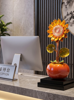柿柿如意柿子向日葵铜摆件礼盒装酒柜客厅玄关乔迁新居礼物礼品