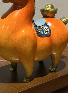 马上有钱招财摆件黄铜马工艺品马年生肖吉祥物办公桌面装饰礼品