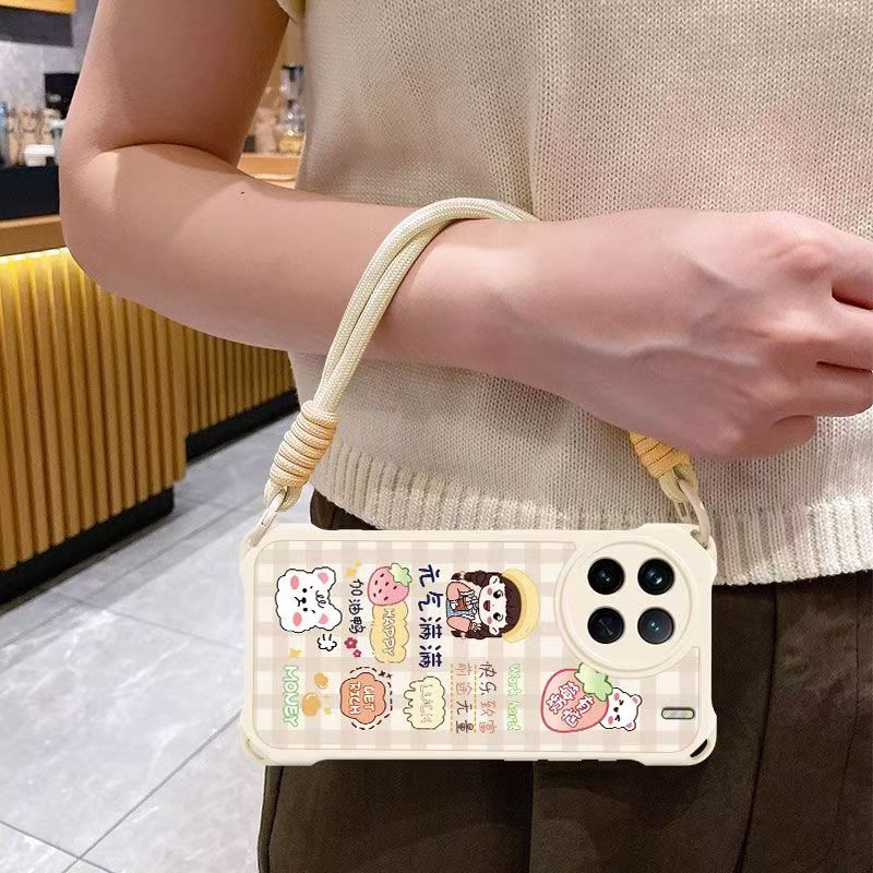 vivo x90s手机壳挂绳V2241HA软硅胶viv0x90保护套5g镜头全包防摔V2241A个性创意vlvox90卡通vovix90可爱女款 - 图0