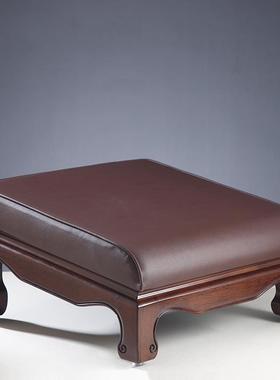 高端四脚实木皮拜垫跪垫家用磕大头加厚磕头佛前拜垫方形寺庙佛堂