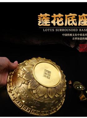 纯铜聚宝盆天然水晶球碎石金元宝摆件家用化解厨房西北角火烧天门