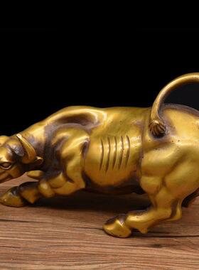 大小号黄铜牛摆件 全铜扭转干坤华尔街牛家居客厅招财装饰品桌面