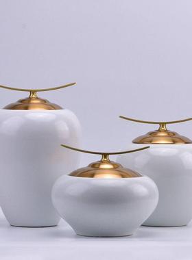 新中式陶瓷罐摆件创意茶室客厅酒柜书房现代软装饰品玄关桌面摆设