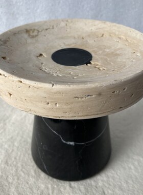 大理石桌面摆件黄洞石创意软装饰品几何装饰摆设天然石材艺术装置