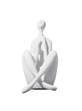 现代样板间卧室主题床头柜瑜伽人物雕塑摆件客厅电视柜装饰工艺品