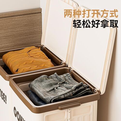 收纳箱大容量超大装衣服玩具被子整理箱折叠翻Q盖带滑轮储物柜家 - 图2
