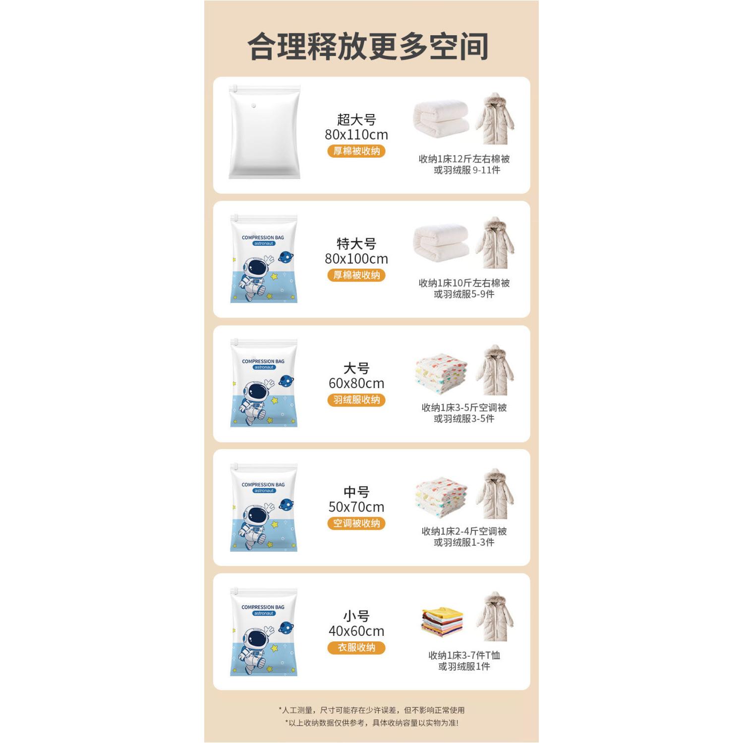 加厚真空压缩袋装棉被子衣物宿舍旅行行李箱搬家打包大容量收纳袋 - 图1