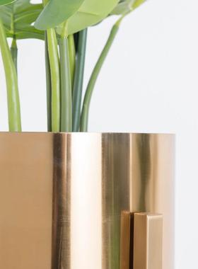 斯堪的纳维亚无障碍豪华镀金花架在客厅电视柜角落Pothos花盆植物