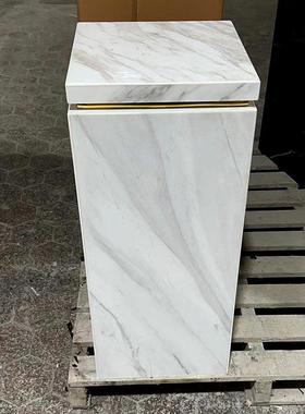 现代轻奢大理石底座摆台酒店别墅客厅落地装饰石墩子摆件高端定制