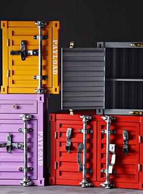 工业风金属床头柜集装箱储物箱橱窗摆件陈列品咖啡屋服装店收纳箱