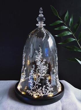 包邮美女与野兽玫瑰花婚庆宴会布置周边电影款装置摆台纪念玻璃罩