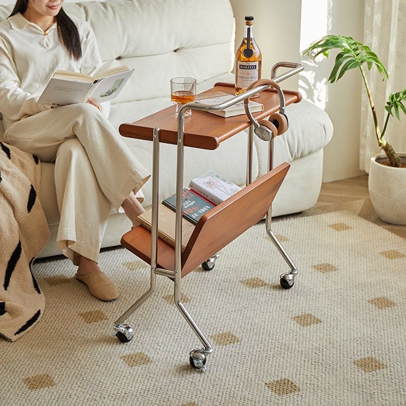 中古小推车客厅简约创意可移动沙发茶边几卧室网红床边复古置物架,淘宝优惠券,粉丝福利购,淘宝优惠卷