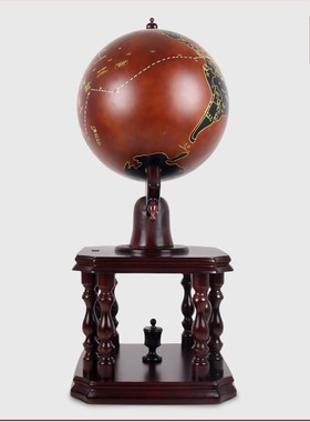 景裕泰 实木落地地球仪大摆件工艺品送学校毕业开业礼品纪念品