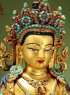 藏家村彩珠摆镶嵌金刚萨埵》室内用ZTO全鎏《金《金刚萨垛》铜佛