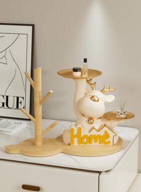 轻托盘D-027桌面鹿收纳置奢物架搬家乔新居迁礼物门口入户钥匙玄