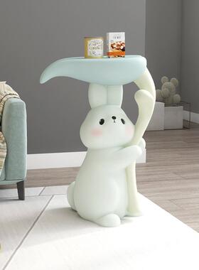 创意兔子ONN装咖啡桌落地式沙饰品客厅发边桌电视礼柜旁边托盘装