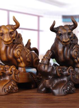 招财摆件实木雕艺礼品摆饰公司店铺 业乔迁礼品家牛居客厅dm_2025