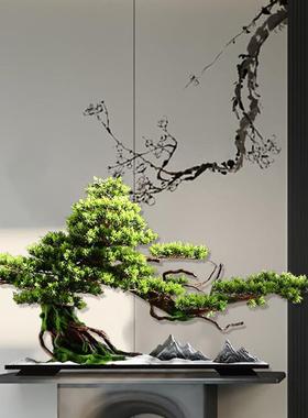 彷真迎景客松摆件 新中式玄关客厅办公室酒longqi-5店意会所装饰