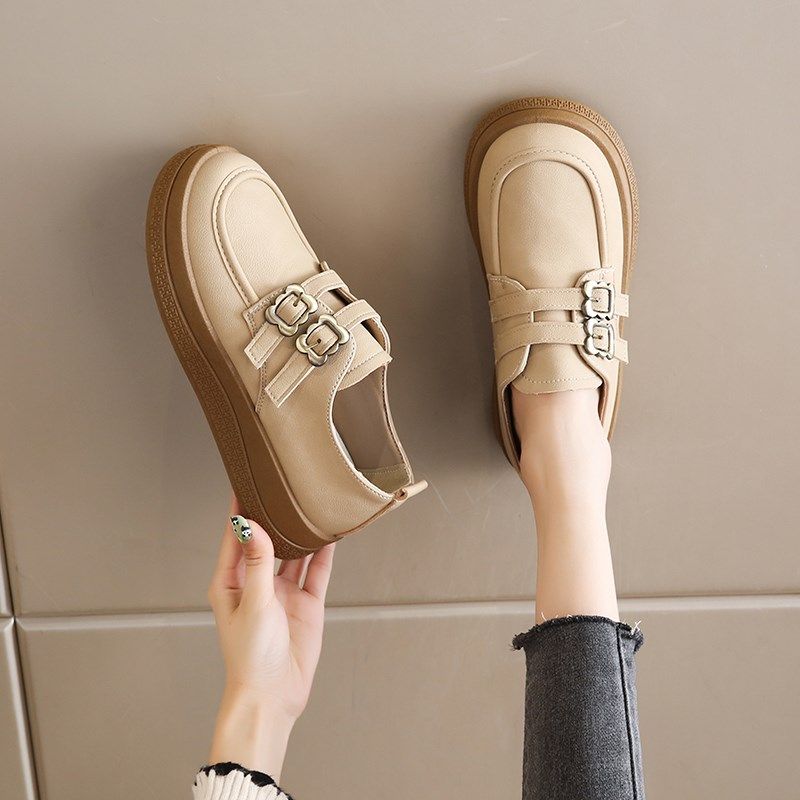 一脚蹬乐福鞋女皮面防水防滑通勤工作单鞋34码春季妈妈豆豆小皮鞋,淘宝优惠券,粉丝福利购,淘宝优惠卷