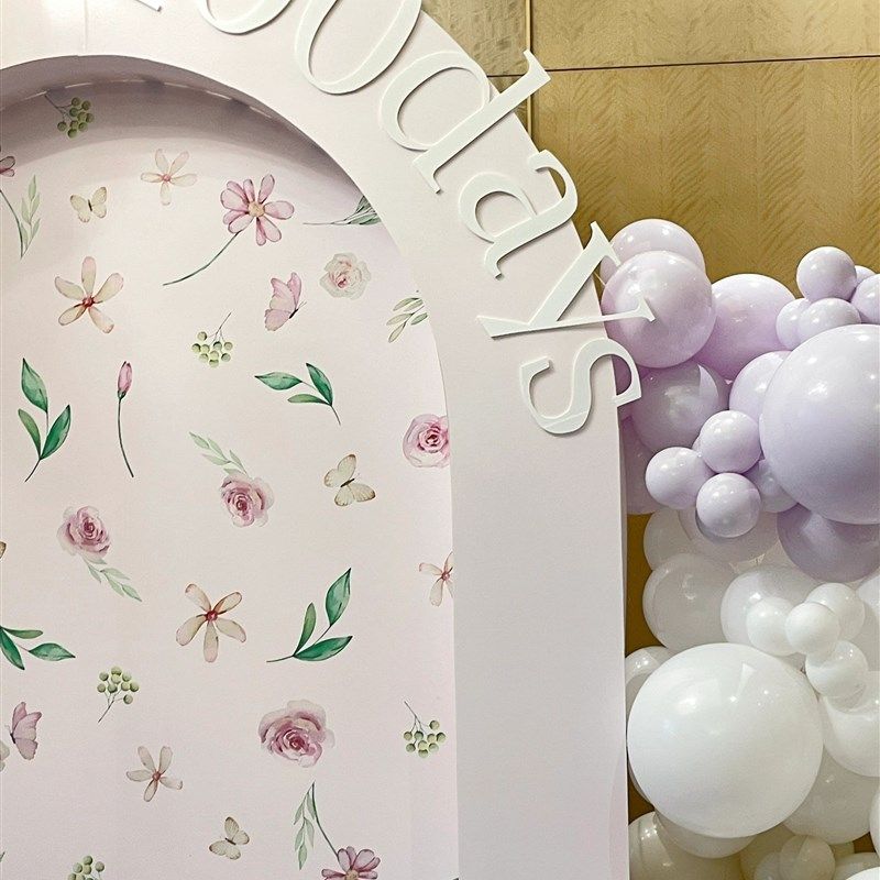 高级感白色印花小场景兔年男女百日宴一周岁生日布置KT板立体拱门,淘宝优惠券,粉丝福利购,淘宝优惠卷