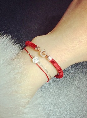 本命年红绳陶瓷手链女韩版手镯编织简约个性闺蜜转运手绳猪年礼物