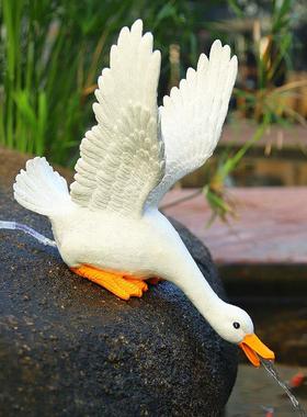 外造假山水鱼池装饰鸭子摆户件庭院花园景动物喷泉流水鱼99182缸