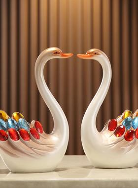 欧式晶水对天奢鹅一摆件客厅轻高档酒柜电视柜树脂NJH装饰品结婚