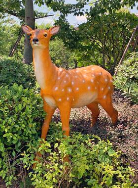 户外彷真梅花鹿玻璃纤维动物雕塑花园别墅庭院公园草坪景观装饰摆