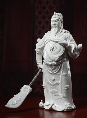 戴玉堂关公立像武财神关二爷摆件佛像关羽财神爷供奉家用陶瓷神像