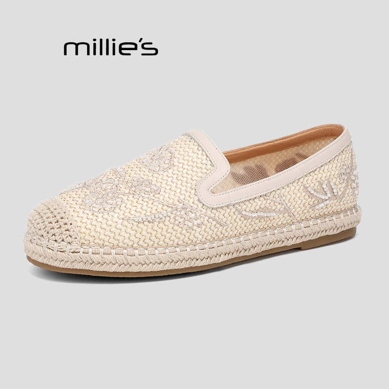 MILLIE'S/妙丽2026春季新款复古风女鞋一脚蹬平底舒适休闲鞋Q,淘宝优惠券,粉丝福利购,淘宝优惠卷