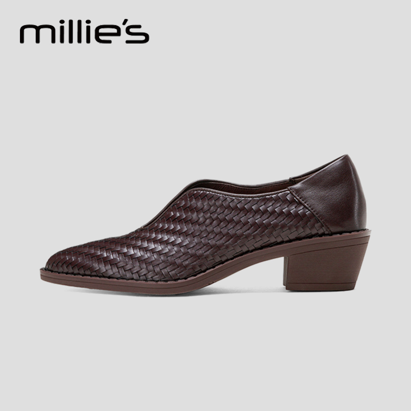 妙丽官方旗舰店2025夏季新款复古编织尖头百搭不挤脚时尚休闲女鞋 - 图2