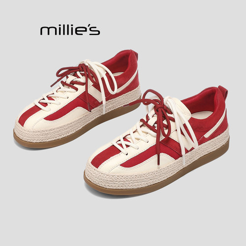 MILLIE'S/妙丽德训鞋女春季新款毛毛阿甘鞋时尚休闲平底板鞋子Q - 图2