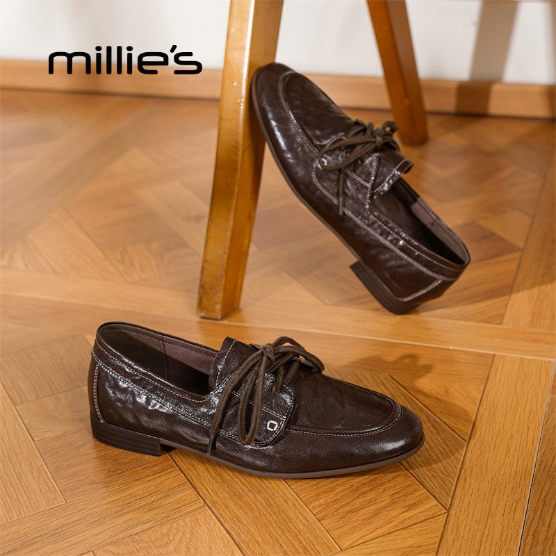 妙丽官方旗舰店2025秋季英伦风粗跟复古厚底乐福鞋深口小皮鞋单鞋,淘宝优惠券,粉丝福利购,淘宝优惠卷