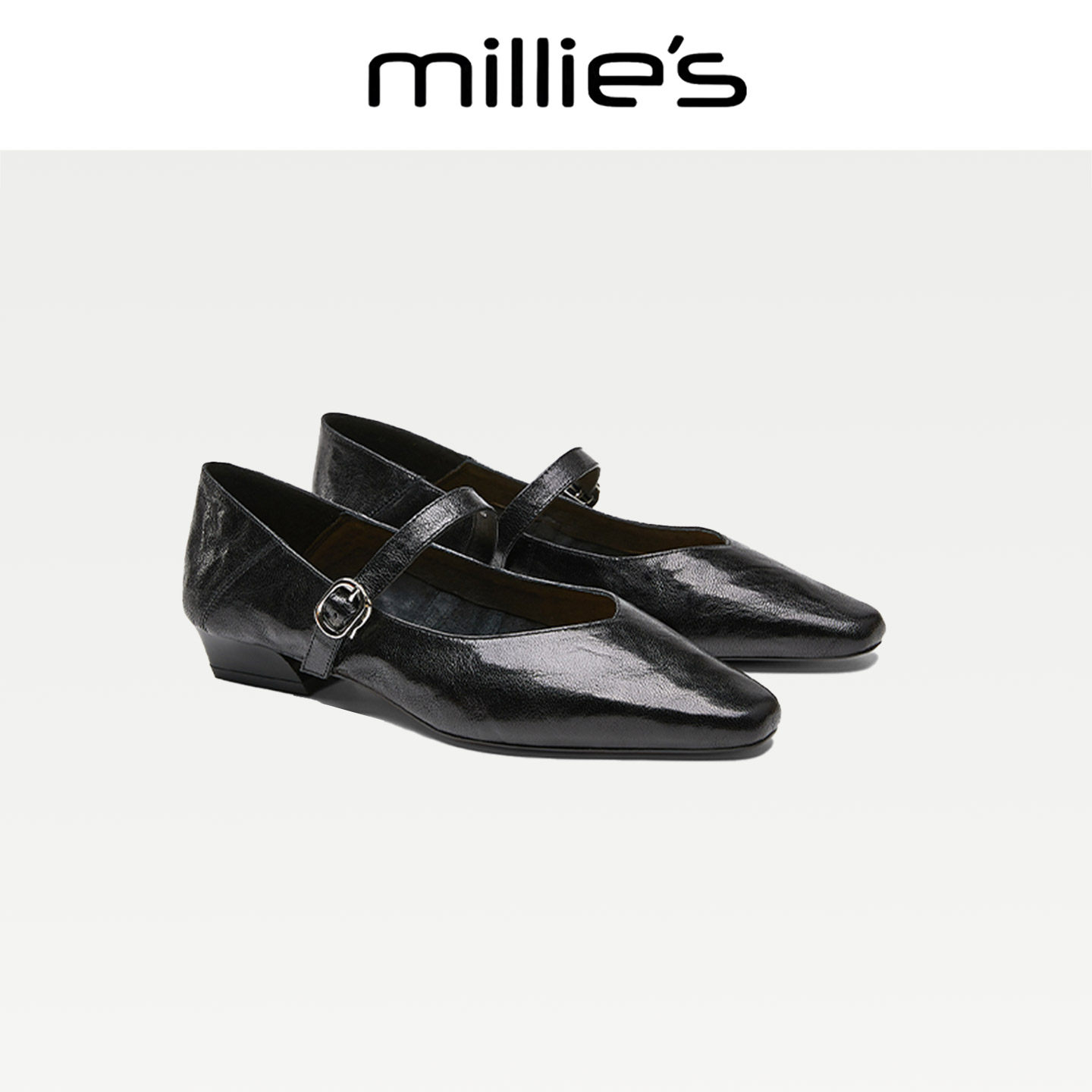 MILLIE'S/妙丽2025新款真皮浅口一字带单鞋女玛丽珍鞋鞋子配旗袍C,淘宝优惠券,粉丝福利购,淘宝优惠卷