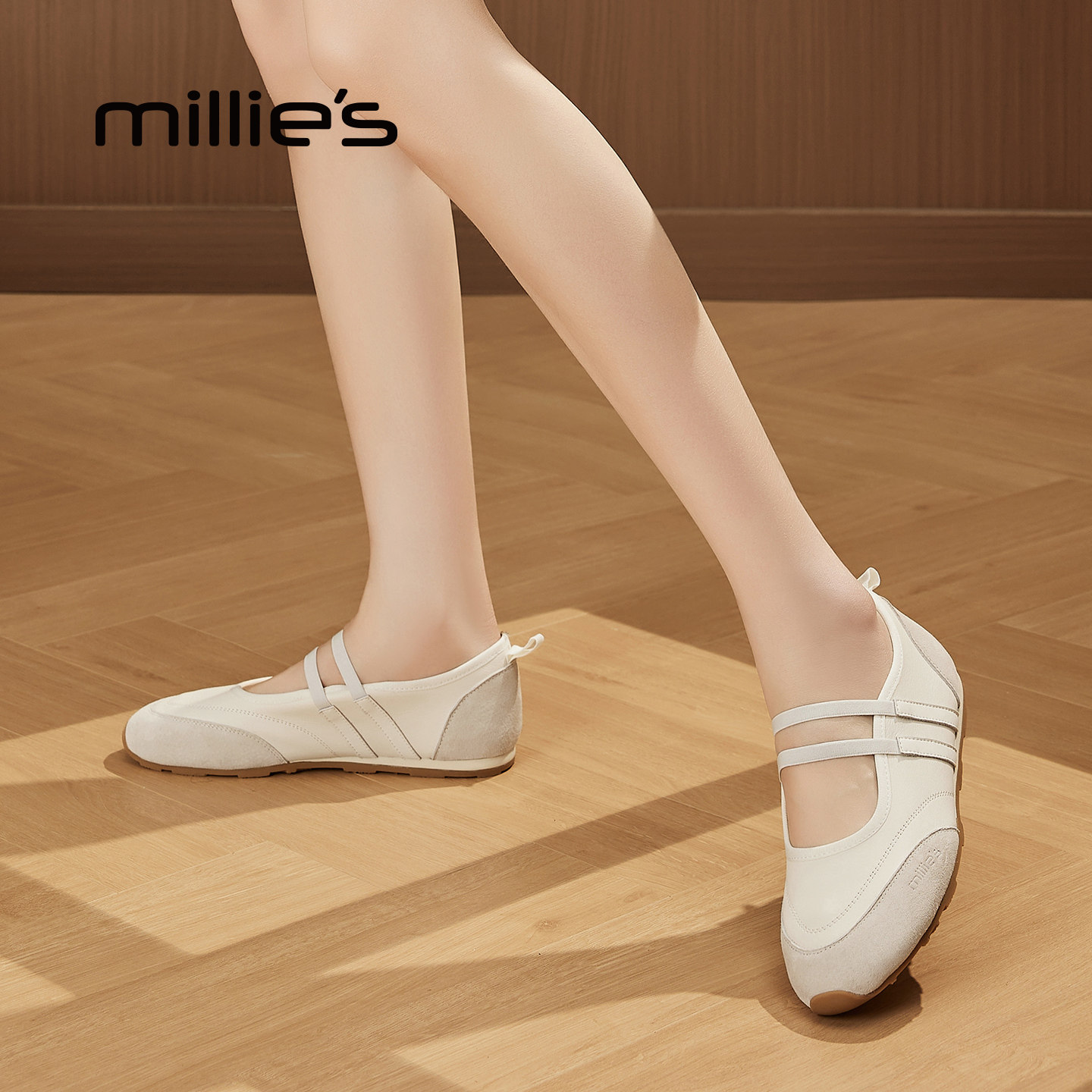 MILLIE'S/妙丽芭蕾风玛丽珍鞋女2026新款平底双带舒适百搭休闲鞋Z,淘宝优惠券,粉丝福利购,淘宝优惠卷