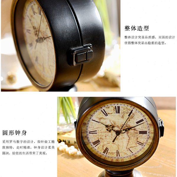 创意复古客厅钟表摆件 欧式世界地图双面钟座钟桌面装饰台钟摆设,淘宝优惠券,粉丝福利购,淘宝优惠卷