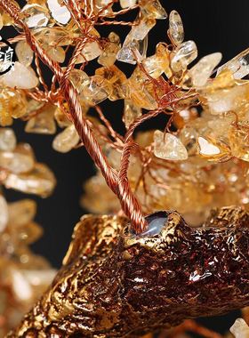 天然黄水晶招财摇钱树公司乔迁家居装饰客厅玄关书房创意礼品摆件