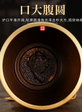 纯铜百福缸聚宝盆家用室内客厅玄关办公室招财聚财工艺装饰品摆件
