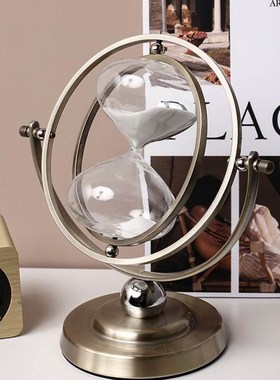 轻奢创意金属时间沙漏摆件家用办公室书房桌面计时器摆设软装饰品