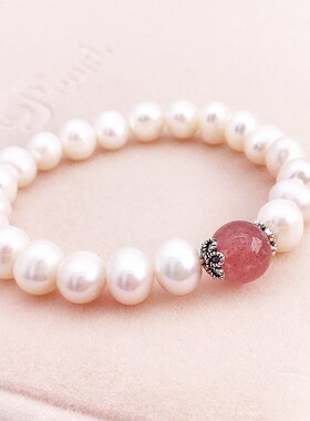 银925配件草莓晶珠女款送妈妈送婆婆天然珍珠项链妇女节礼物