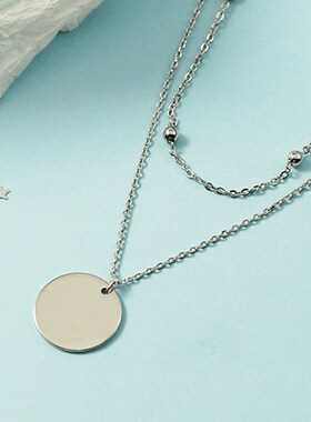 新款韩版多层圆珠子圆片项链百搭简约时尚几何圆形珠子项饰吊坠