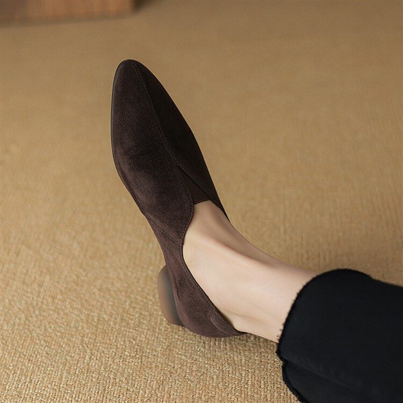 羊皮翻毛深口单鞋女平底加绒软底奶奶鞋春复古尖头小皮鞋真皮瓢鞋,淘宝优惠券,粉丝福利购,淘宝优惠卷