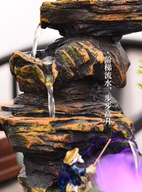 客厅店吸财，假山，流水，山水，小喷泉摆件，桌面风水轮装饰，朋