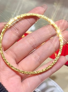 金包银碎碎冰金手镯爆闪蹦迪实心手环情侣节日送女友礼物