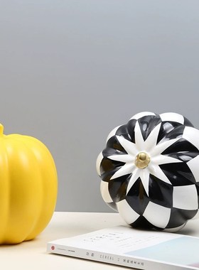创意贴花陶瓷南瓜现代美式北欧酒E店样板间家居软装工艺品摆件